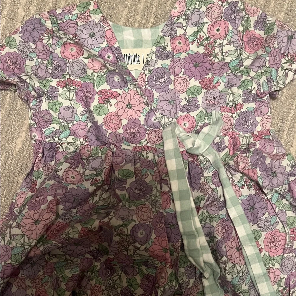 Thimble Baby Girl Purple and Green Floral dress 6-12M Spring Summer Outfit